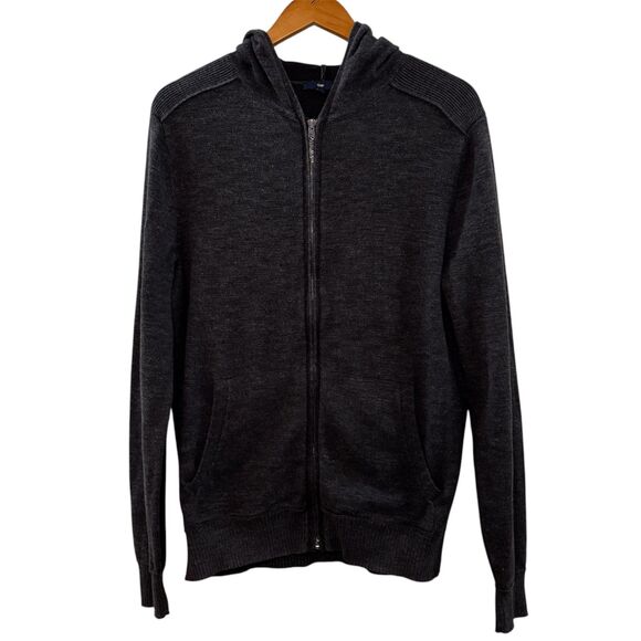 Gap Zip Up Hoodie Sweater Slub Plaited Olive Heather Size Large - Picture 1 of 5